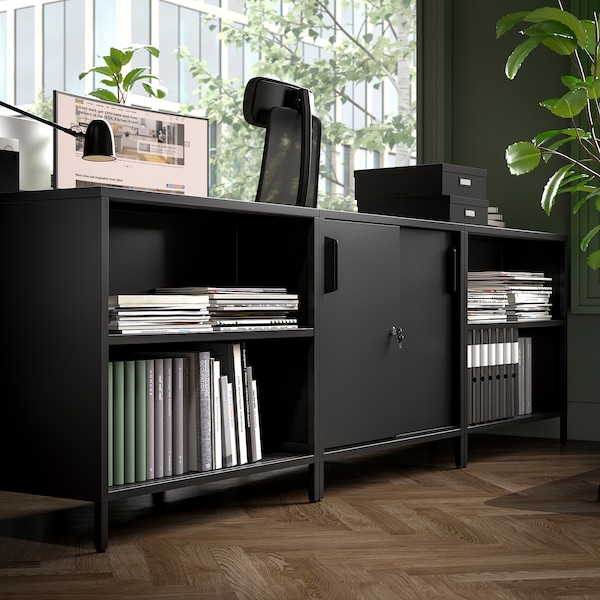 IKEA TROTTEN cabinet with sliding doors, 31 1/2x21 5/8x29 1/2 in Anthracite, Ikea Ireland | 3801FNVWE