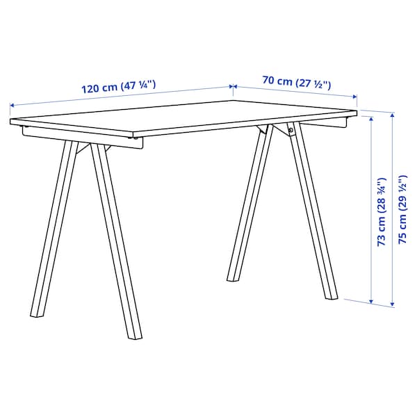IKEA TROTTEN desk, 47 1/4x27 1/2 in White / Anthracite, Ikea Ireland | 6804HGBEF