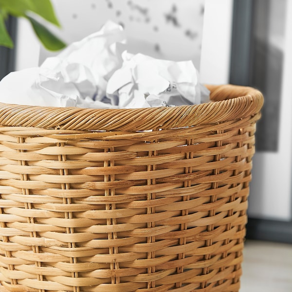 IKEA TRUMMIS wastepaper basket, handmade rattan, Ikea Ireland | 9576NMLRF