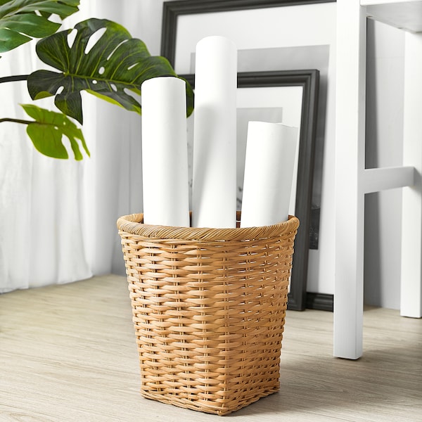 IKEA TRUMMIS wastepaper basket, handmade rattan, Ikea Ireland | 9576NMLRF