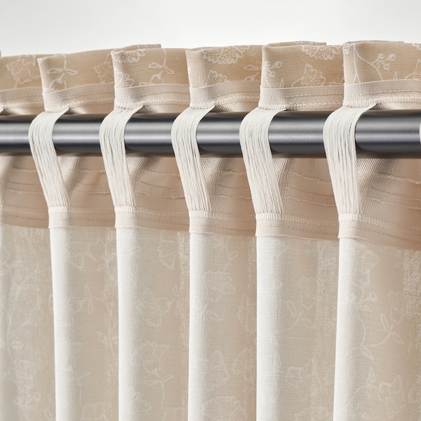 IKEA TRYSTÄVMAL curtains, 1 pair, 57x98 in Beige / White, Ikea Ireland | 4950XCJKY
