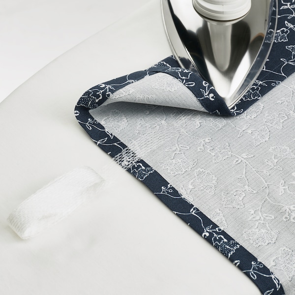 IKEA TRYSTÄVMAL curtains, 1 pair, dark blue/white, 57x98 in Dark Blue / White, Ikea Ireland | 5839TYNPF