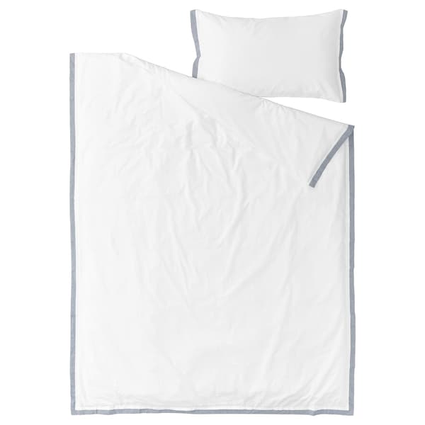 IKEA TÅTELSMYGARE duvet cover and pillowcase(s), Twin White / Blue, Ikea Ireland | 5837YBOMH