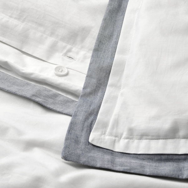 IKEA TÅTELSMYGARE duvet cover and pillowcase(s), Twin White / Blue, Ikea Ireland | 5837YBOMH