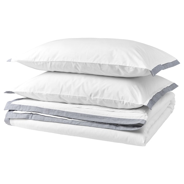 IKEA TÅTELSMYGARE duvet cover and pillowcase(s), King White / Blue, Ikea Ireland | 5984AJRTZ