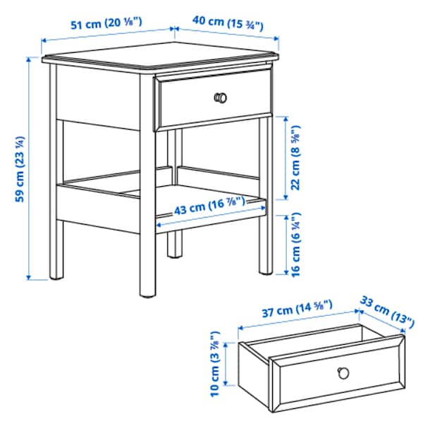 IKEA TYSSEDAL nightstand, 20 1/8x15 3/4 in White, Ikea Ireland | 3164DLJNM