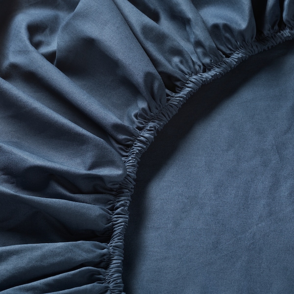 IKEA ULLVIDE fitted sheet, Queen Dark Blue, Ikea Ireland | 0183MSLRX
