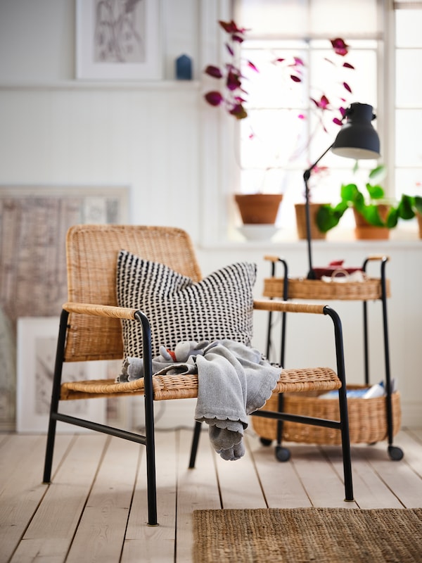 IKEA ULRIKSBERG armchair Rattan / Anthracite, Ikea Ireland | 2345HORAE