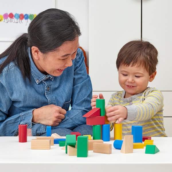 IKEA UNDERHÅLLA 40-piece wooden building block set, multicolor, Ikea Ireland | 4709MFIJZ