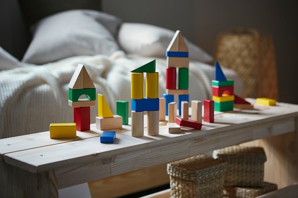 IKEA UNDERHÅLLA 40-piece wooden building block set, multicolor, Ikea Ireland | 4709MFIJZ