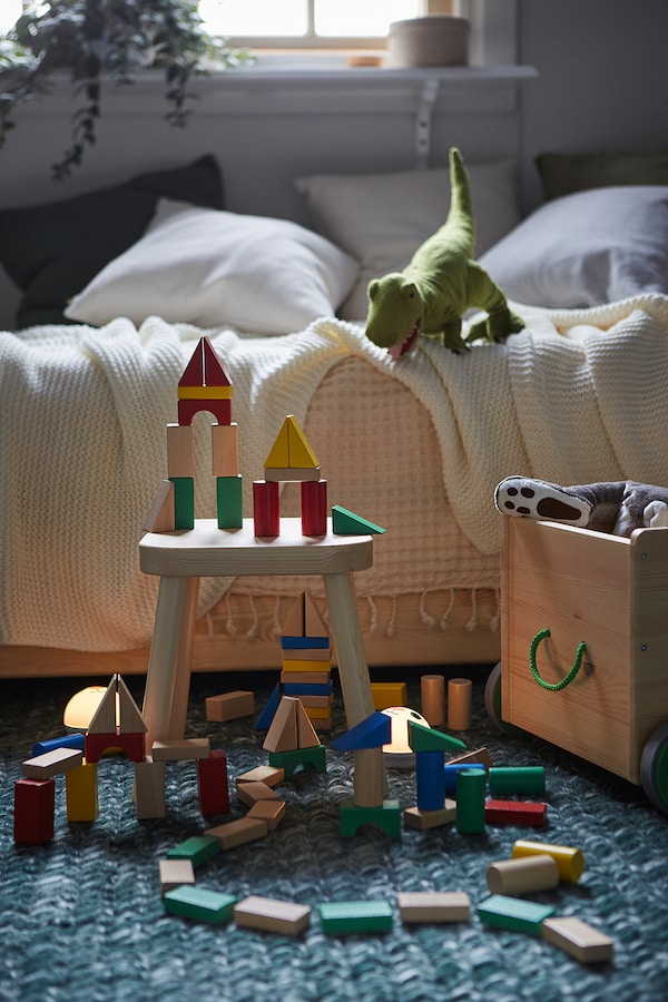IKEA UNDERHÅLLA 40-piece wooden building block set, multicolor, Ikea Ireland | 4709MFIJZ