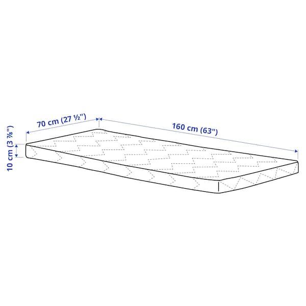 IKEA UNDERLIG Foam mattress for junior bed, 27 1/2x63 in White, Ikea Ireland | 0476TLBYO
