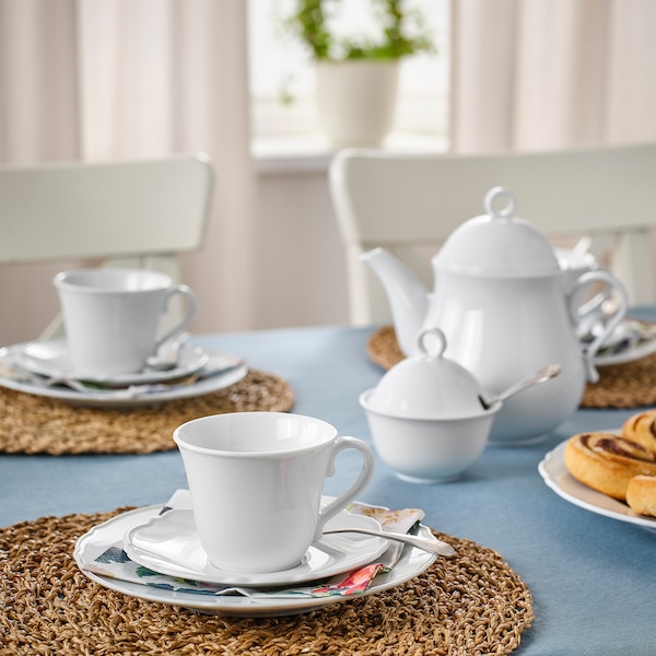 IKEA UPPLAGA cup and saucer, white, 8 oz, 4 pack, Ikea Ireland | 6095PICBQ