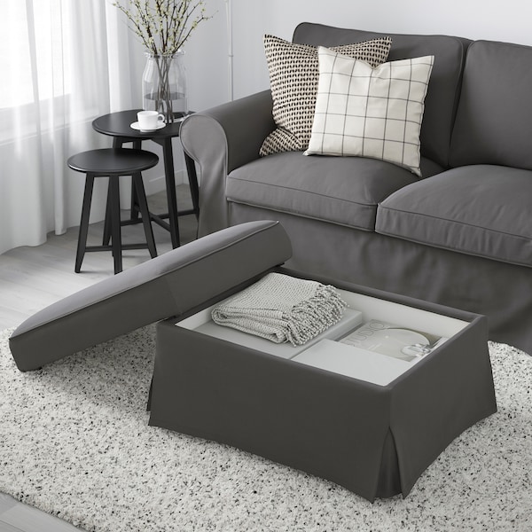 IKEA UPPLAND ottoman with storage Hakebo Dark Gray, Ikea Ireland | 1724MCKDL