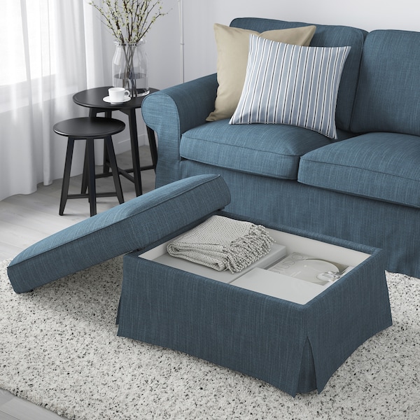 IKEA UPPLAND ottoman with storage Hillared Dark Blue, Ikea Ireland | 4251ZYPUA
