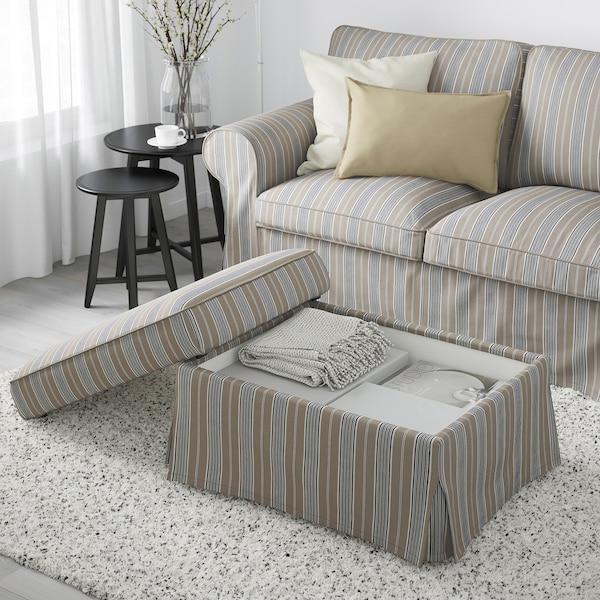 IKEA UPPLAND ottoman with storage Karlshov Beige / Multicolor, Ikea Ireland | 9168XMGTQ