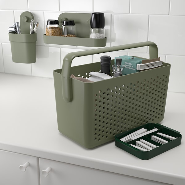 IKEA UPPRÄMEN storage basket, gray-green, 13 ¾x6 ¾x9 ¾ in, Ikea Ireland | 0247DOXRQ