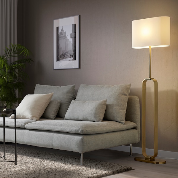 IKEA UPPVIND floor lamp, brass plated, 59 in White, Ikea Ireland | 6931TWZDA