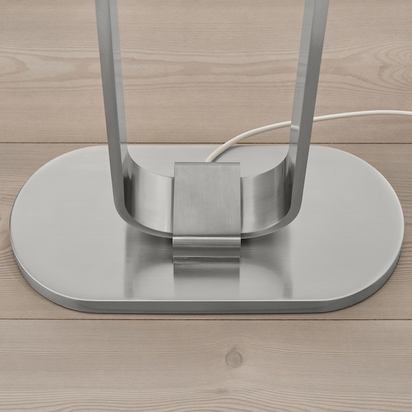 IKEA UPPVIND floor lamp with LED bulb, 59 in Nickel Plated / White, Ikea Ireland | 4910DCBKJ