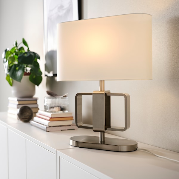 IKEA UPPVIND table lamp, 19 in Nickel Plated / White, Ikea Ireland | 1634HWADI