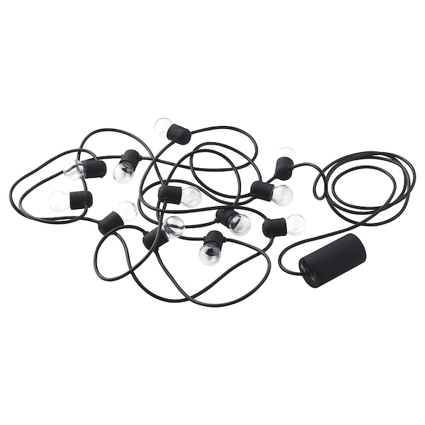 IKEA UTSUND LED string light with 12 lights, outdoor, battery operated black, Ikea Ireland | 0675GKIFP