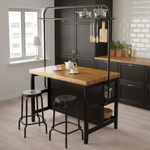 IKEA VADHOLMA rack for kitchen island, black, Ikea Ireland | 6413WXLZD