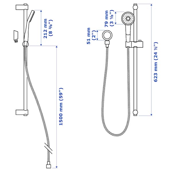 IKEA VALLAMOSSE riser rail with hand shower/outlet, chrome plated, Ikea Ireland | 6835REZHL
