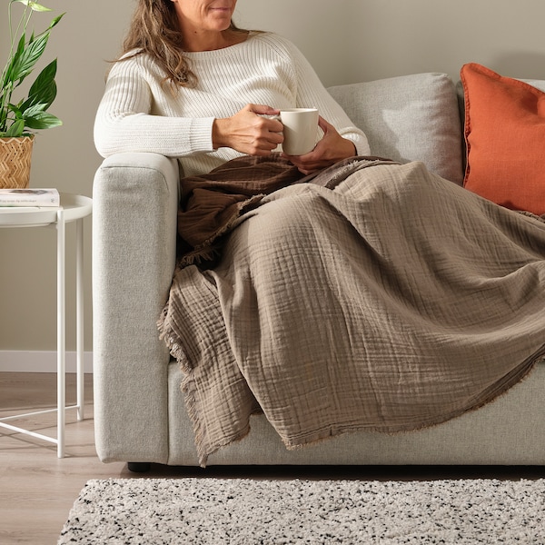 IKEA VALLKRASSING throw, 59x79 in Light Gray / Brown, Ikea Ireland | 7359MCGBH