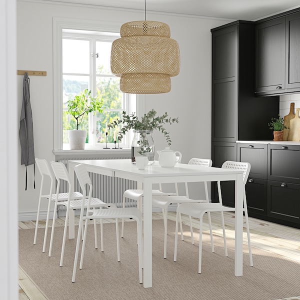 IKEA VANGSTA / ADDE table and 6 chairs, white/white, 47 1/4/70 7/8 in, Ikea Ireland | 8046DQFSI