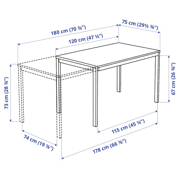 IKEA VANGSTA / ADDE table and 6 chairs, white/white, 47 1/4/70 7/8 in, Ikea Ireland | 8046DQFSI