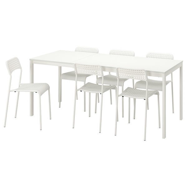 IKEA VANGSTA / ADDE table and 6 chairs, white/white, 47 1/4/70 7/8 in, Ikea Ireland | 8046DQFSI
