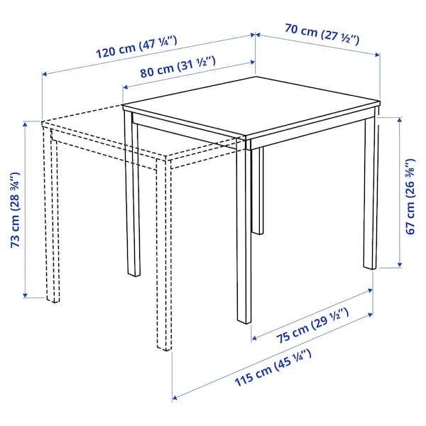 IKEA VANGSTA extendable table, white, 31 1/2/47 1/4x27 1/2 in, Ikea Ireland | 8541DFLWC