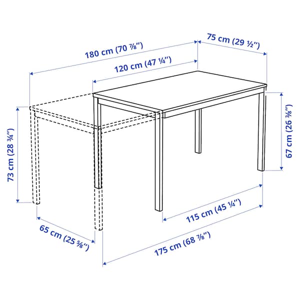 IKEA VANGSTA extendable table, white, 47 1/4/70 7/8x29 1/2 in, Ikea Ireland | 5860HLAEM