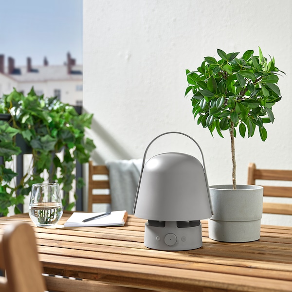 IKEA VAPPEBY bluetooth speaker lamp, outdoor/gray Gray, Ikea Ireland | 3126TOSEQ