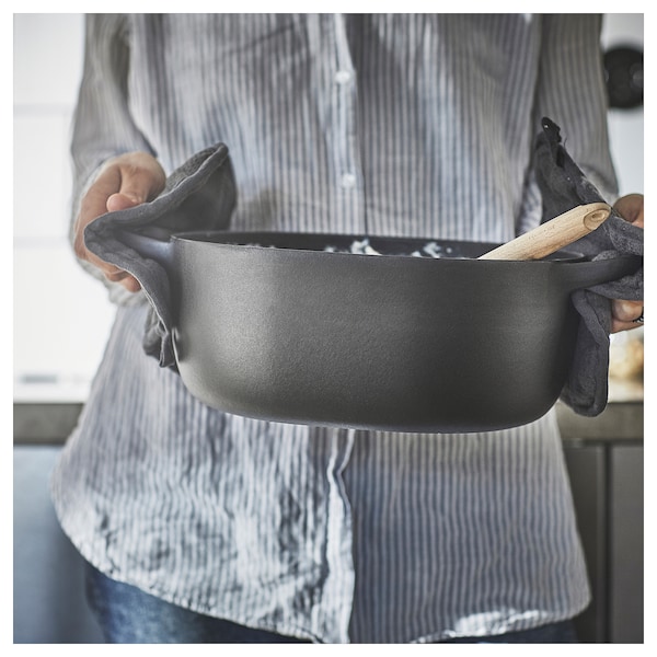 IKEA VARDAGEN pot with lid, enamelled cast iron matte, 5.3 qt Black, Ikea Ireland | 1790DVHTK