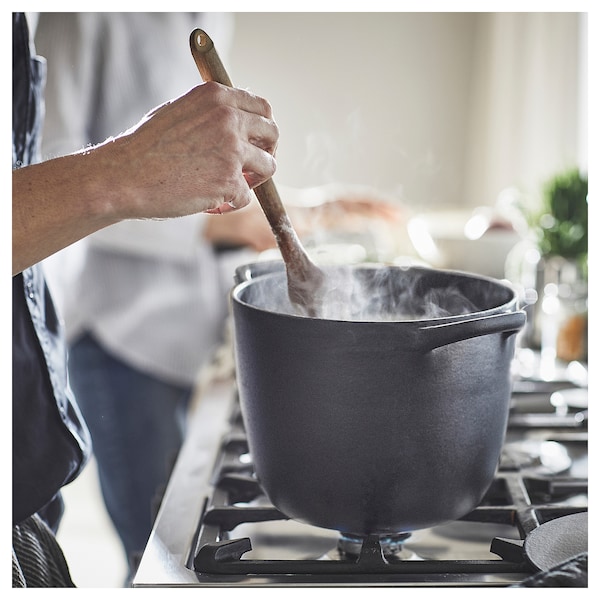 IKEA VARDAGEN pot with lid, enamelled cast iron matte, 5.3 qt Black, Ikea Ireland | 9461SUGZY