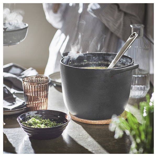 IKEA VARDAGEN pot with lid, enamelled cast iron matte, 5.3 qt Black, Ikea Ireland | 9461SUGZY