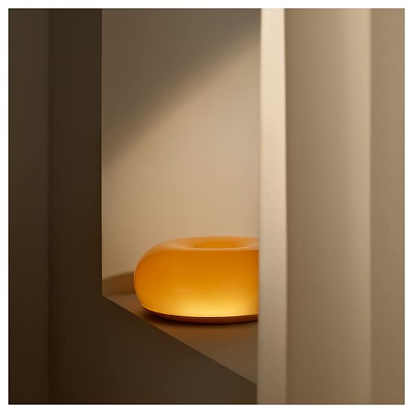 IKEA VARMBLIXT LED table/wall lamp, orange glass/round, 12 in, Ikea Ireland | 7463JWNVE