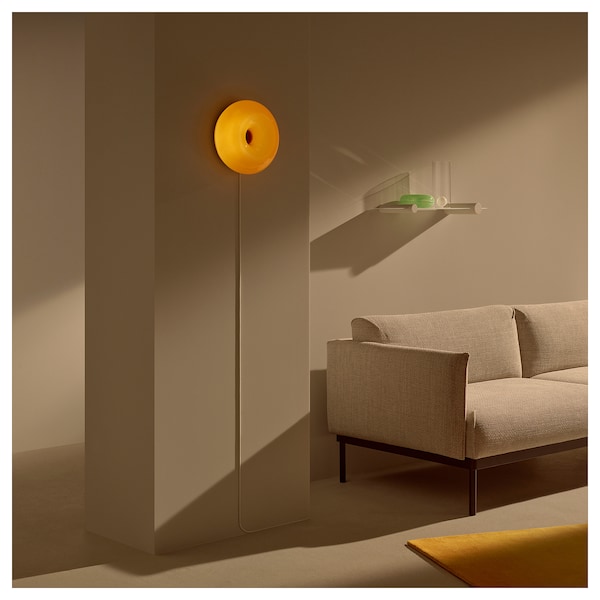 IKEA VARMBLIXT LED table/wall lamp, orange glass/round, 12 in, Ikea Ireland | 7463JWNVE