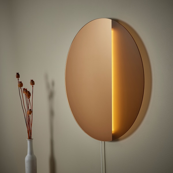IKEA VARMBLIXT LED wall/mirror lamp, dimmable/bronze color round, Ikea Ireland | 4635IWFSC