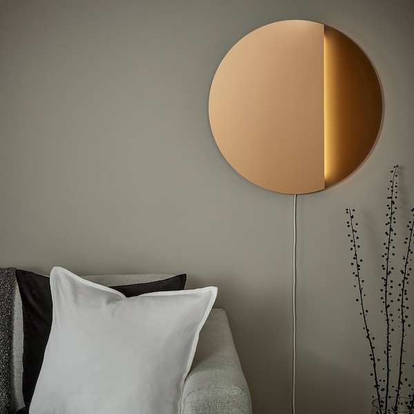 IKEA VARMBLIXT LED wall/mirror lamp, dimmable/bronze color round, Ikea Ireland | 4635IWFSC