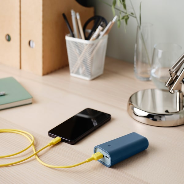 IKEA VARMFRONT portable charger, blue, 5200 mAh, Ikea Ireland | 9681EXBJA