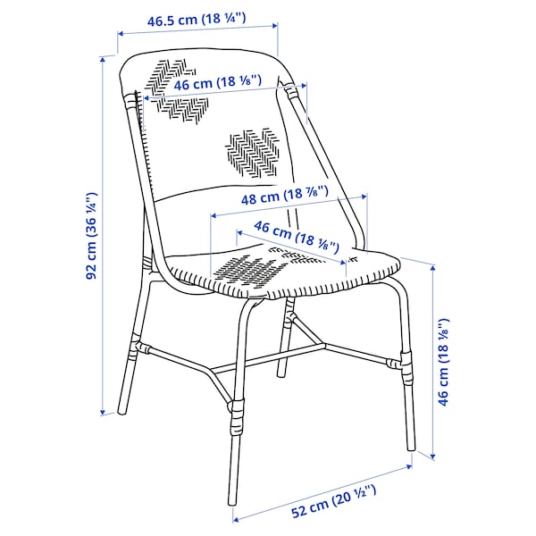 IKEA VASSHOLMEN chair, in/outdoor, black/white, Ikea Ireland | 9206MFHOX