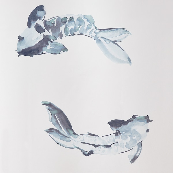 IKEA VATTENSJÖN shower curtain, 71x71 in White Blue / Fish, Ikea Ireland | 3964OTSDF