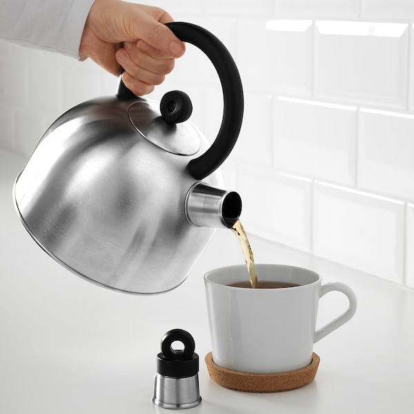 IKEA VATTENTÄT Kettle, stainless steel, black, Ikea Ireland | 8310VEPWF