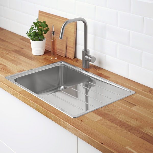 IKEA VATTUDALEN single bowl top mount sink, stainless steel, 27 1/8x18 1/2 in, Ikea Ireland | 5893ABFZD
