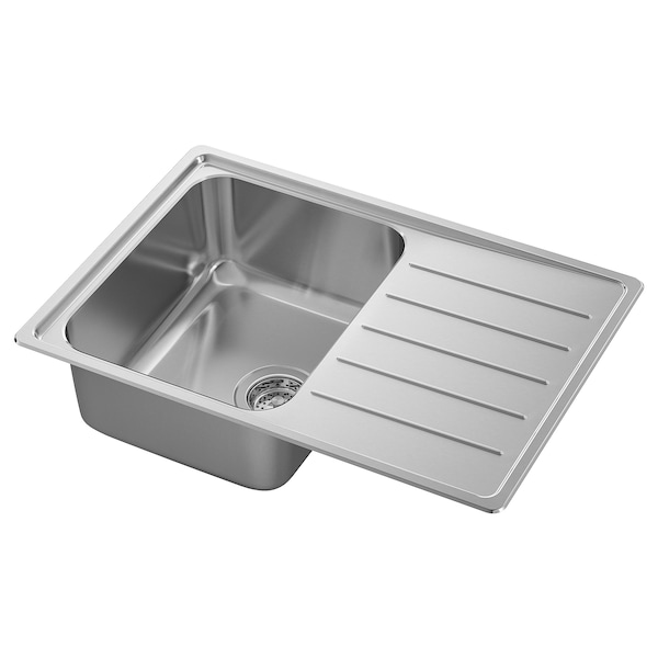 IKEA VATTUDALEN single bowl top mount sink, stainless steel, 27 1/8x18 1/2 in, Ikea Ireland | 5893ABFZD