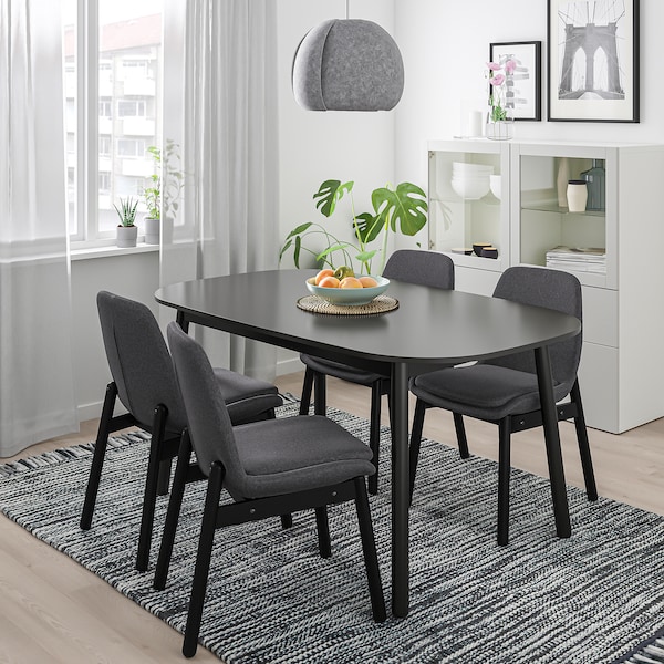 IKEA VEDBO Chair, black, Gunnared dark gray, Ikea Ireland | 5491MOVHD