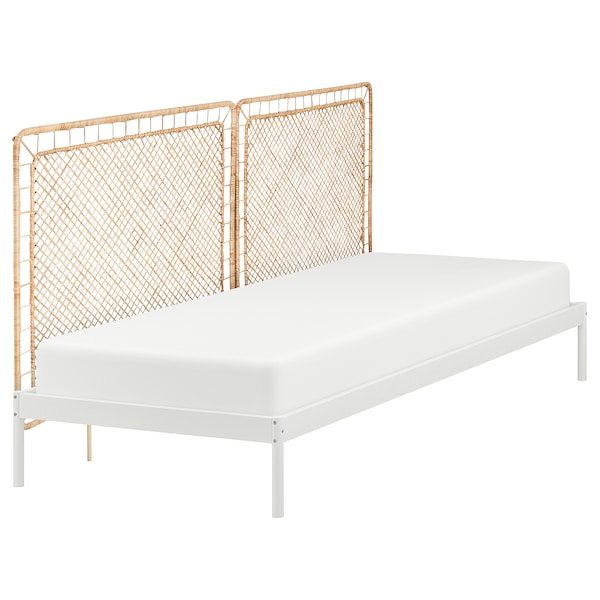 IKEA VEVELSTAD bed frame with 2 headboards, Twin White / Tolkning Rattan, Ikea Ireland | 8746DUTPK
