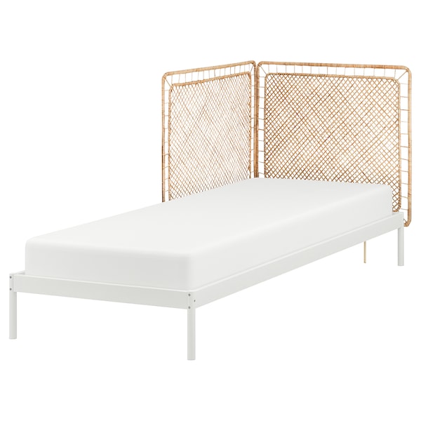 IKEA VEVELSTAD bed frame with 2 headboards, Twin White / Tolkning Rattan, Ikea Ireland | 8746DUTPK
